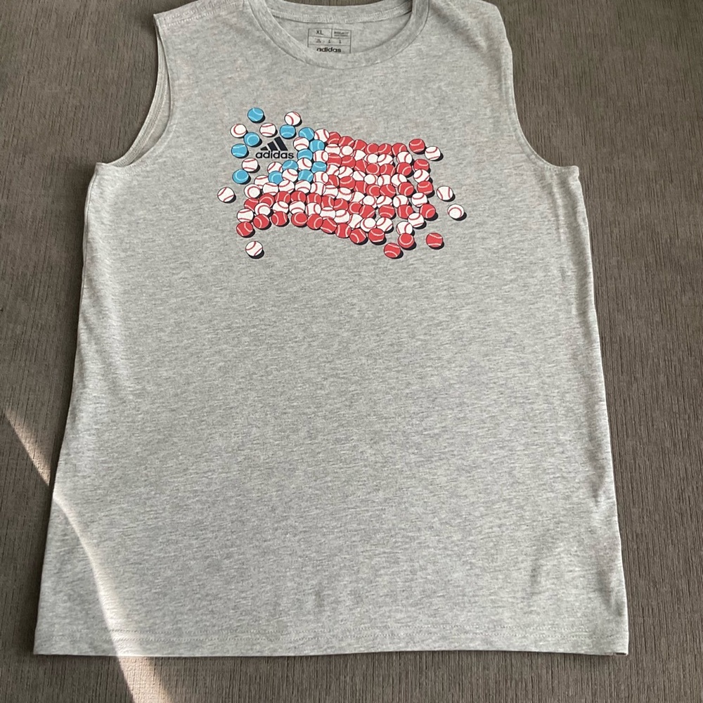 Boys Adidas Gray Tank Top with Patriotic Design Size XL